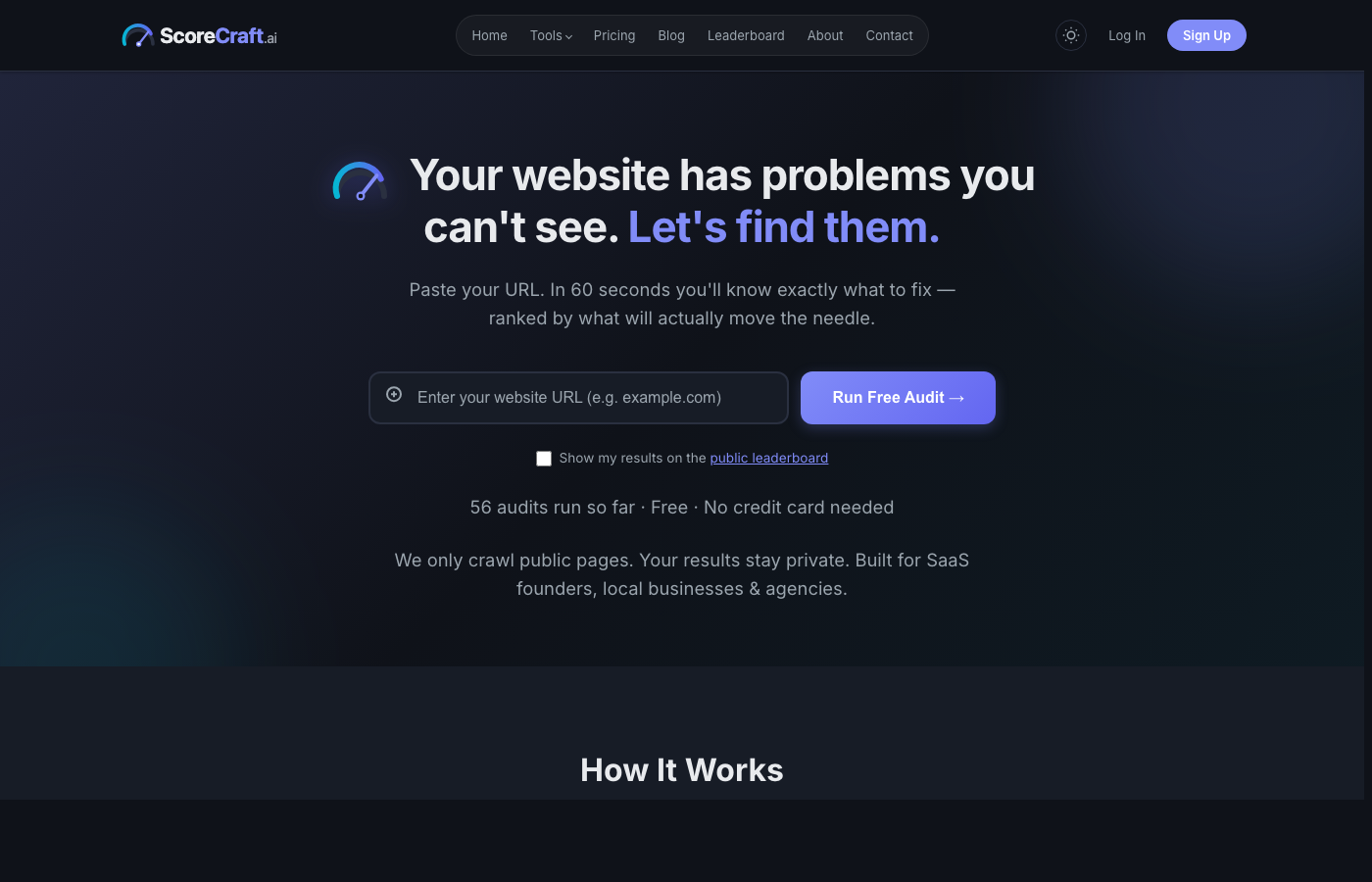 ScoreCraft.ai — AI-powered website audit tool