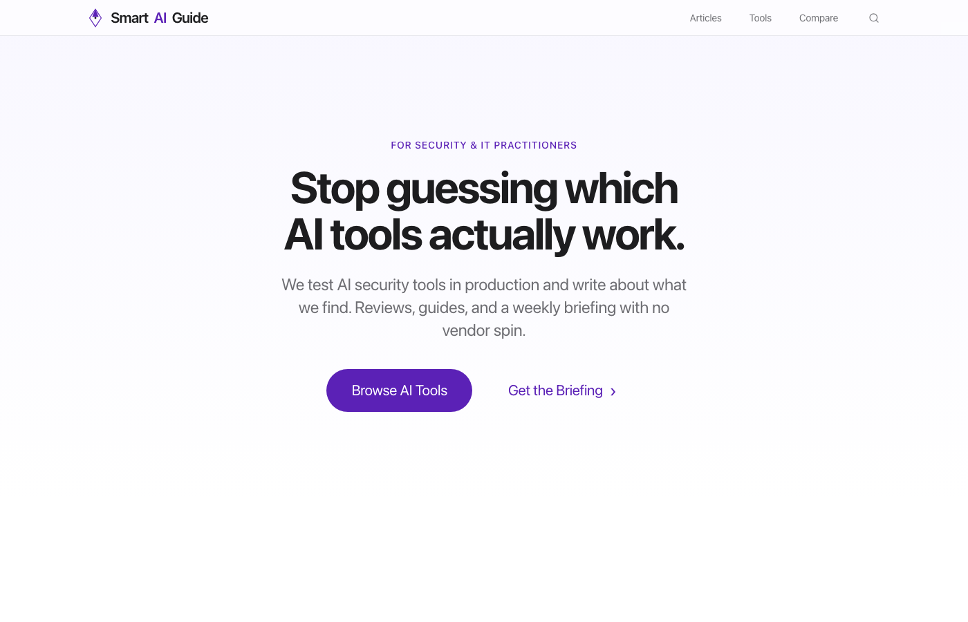 SmartAIGuide.ai — AI security tool reviews and analysis