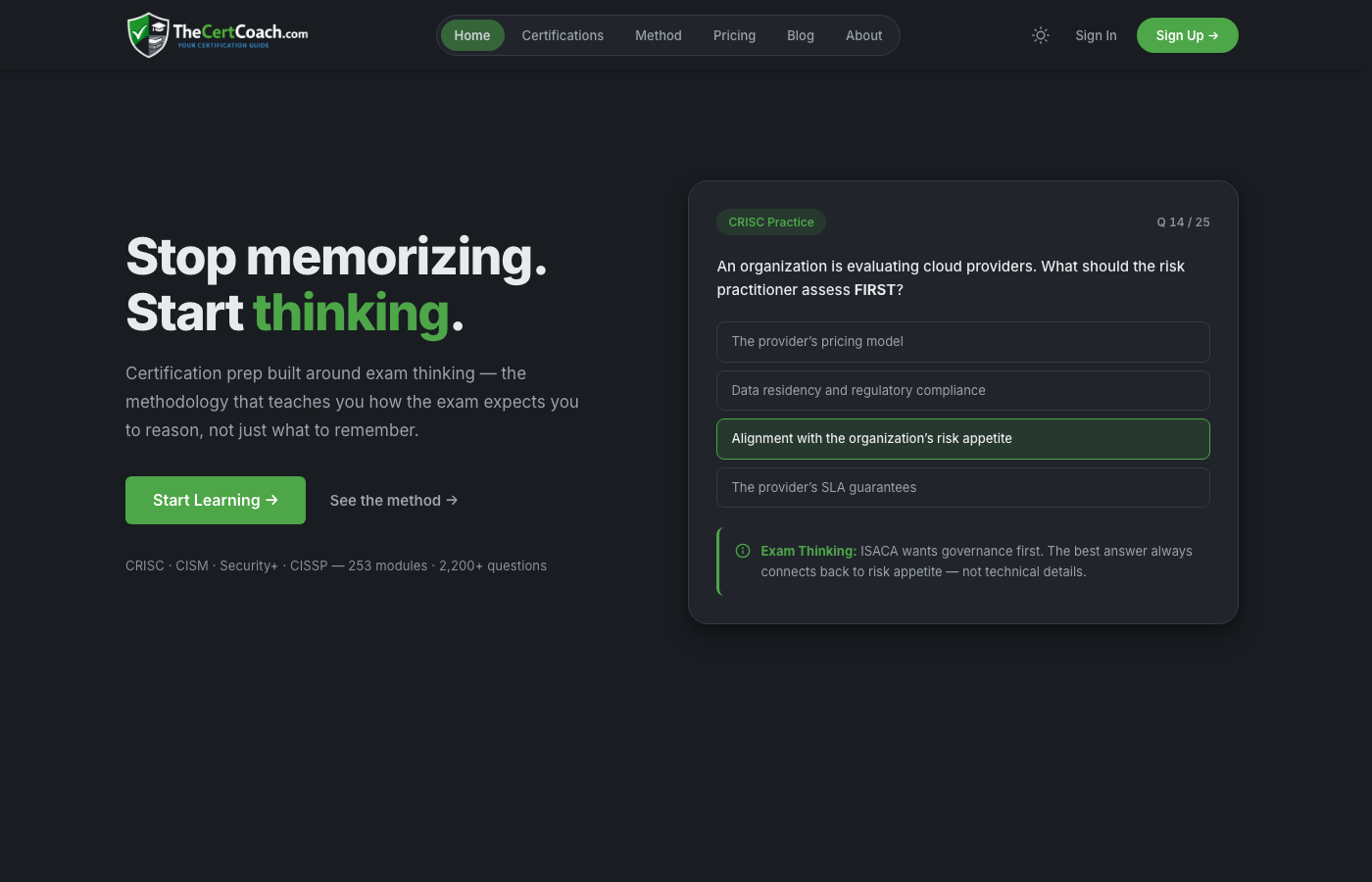 TheCertCoach — Certification prep platform